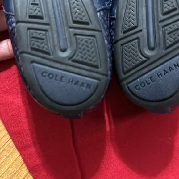 Cole Haan Zerogrand Navy Blue Snakeskin, Leather Ballet Flats - Picture 9 of 11